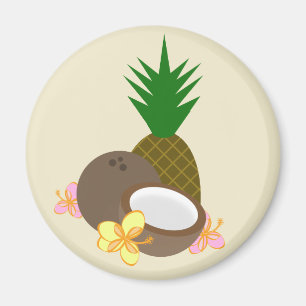 Tropische kokosnoot ananas hibiscus magneet