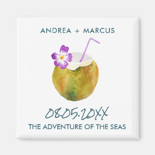 Tropische Kokosnoot Cruise Schip Bruiloft Favor Ma Magneet