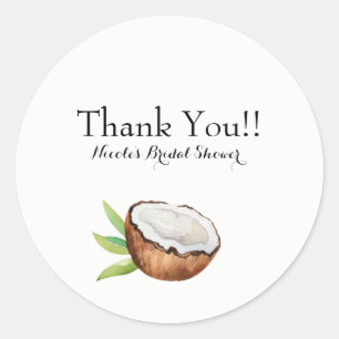 Tropische Kokosnoot Elegant Trouwfeest Favor Ronde Sticker