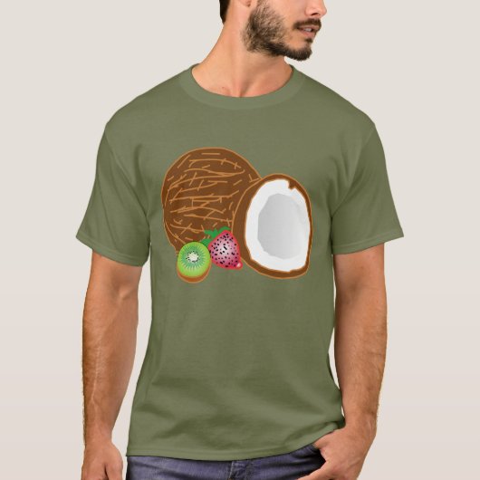 Tropische kokosnoot en fruit t-shirt (Voorkant)