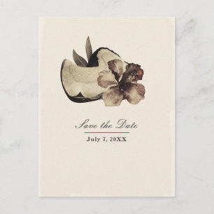  tropische kokosnoot & hibiscus sla de datum op aankondigingskaart