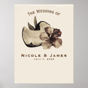  tropische kokosnoot & hibiscus Wedding Banner Poster