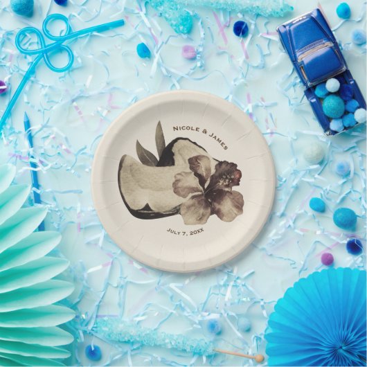  Tropische Kokosnoot & Hibiscus Wedding Party Papieren Bordje (Feest)