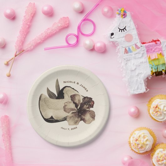  Tropische Kokosnoot & Hibiscus Wedding Party Papieren Bordje (Feest)