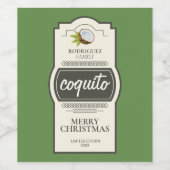 Tropische kokosnoot kerstavond Drink Wijn Etiket (Enkel label)