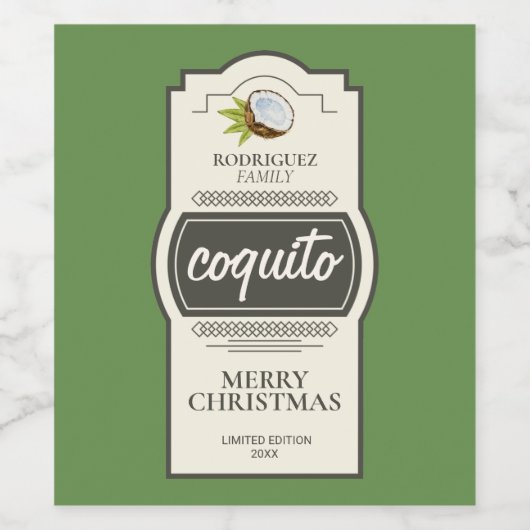 Tropische kokosnoot kerstavond Drink Wijn Etiket (Enkel label)