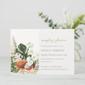 Tropische kokosnoot orchidee palmkoppels — Shower  Bedankkaart (Staand voorkant)