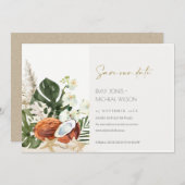 Tropische kokosnoot orchideeën palm sparen de datu bedankkaart (Voorkant / Achterkant)