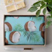 Tropische kokosnoten en palmbladeren afdrukken tissuepapier (Geschenk)