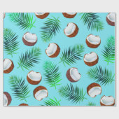 Tropische kokosnoten en palmbladeren cadeaupapier (Vlak)