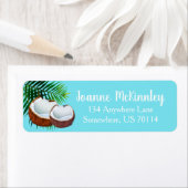 Tropische kokosnoten en palmbladeren etiket (Insitu)