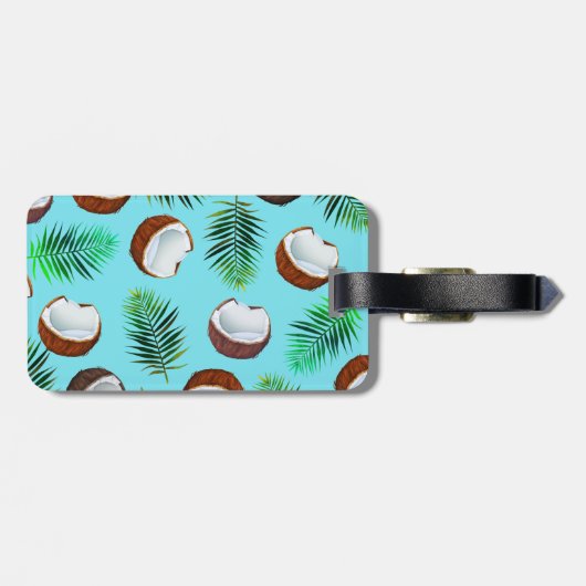 Tropische kokosnoten en palmbladeren | Monogram Bagagelabel (Achterkant horizontaal)