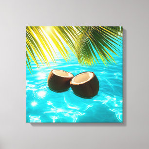 Tropische Kokosnoten in Turquoise Water Canvasprin Canvas Afdruk