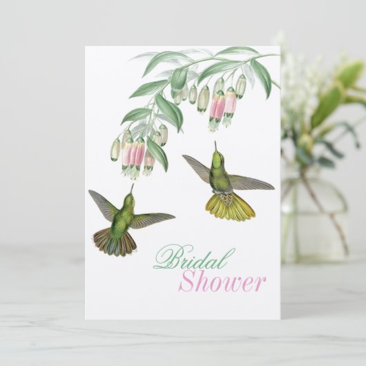 Tropische Kolibrie Bloemachtige Bruiloft Bruidspaa Kaart (Staand voorkant)