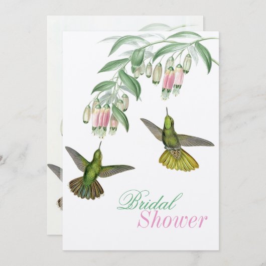 Tropische Kolibrie Bloemachtige Bruiloft Bruidspaa Kaart (Voorkant / Achterkant)