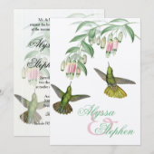 Tropische kolibrie Bloemen bruiloft uitnodiging (Voorkant / Achterkant)