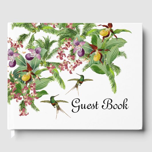 Tropische Kolibrie Vogel Orchidee Bloem Gastboek Gastenboek (Voorkant)
