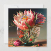 Tropische Koning Protea in mooie glazen vaas Kaart (Voorkant)