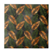 Tropische koperen groene handpalmbladeren tegeltje (Voorkant)