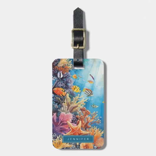 Tropische Koraal Bagage Label (Voorkant verticaal)