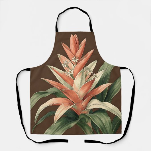 Tropische Koraal Bromelia Botanisch  Schort (Voorkant)