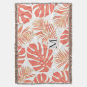 tropische koraal en goudbladeren en monogram deken (Voorkant Verticaal)