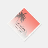 Tropische koraal met monogram palmenstrand bruilof servet (Hoek)