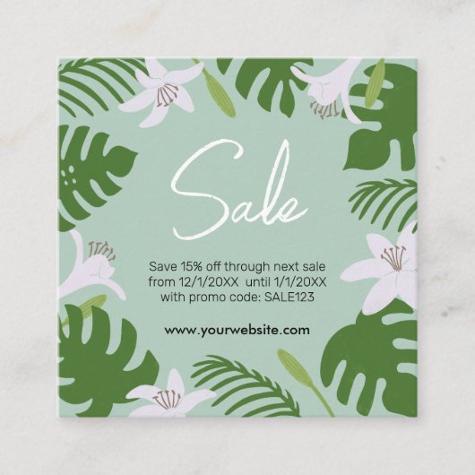 Tropische korting Visitekaartje Informatiekaartje (Voorkant)