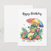 Tropische koude ontspannende Gator verjaardag Notitiekaartje (Voorkant / Achterkant)