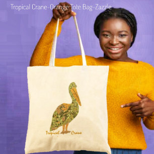 Tropische kraan-Oranje Canvas tas