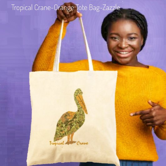 Tropische kraan-Oranje Canvas tas