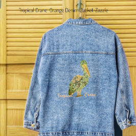 Tropische kraan-Oranje denim jas Jacket