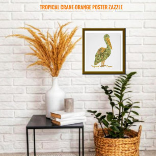 Tropische Kraanvogel-Oranje Perfect Poster