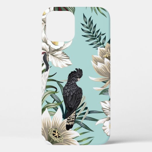 Tropische kraanvogel, papegaai, lotusvloed Case-Mate iPhone case (Achterkant)