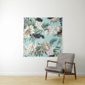 Tropische  kraanvogel, papegaai, lotusvloed wandkleed (In Situ (horizontaal))