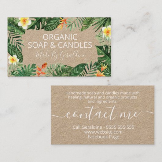 Tropische Kraft Handmade Soap and Candles Visitekaartje (Voorkant / Achterkant)