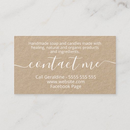 Tropische Kraft Handmade Soap and Candles Visitekaartje (Achterkant)