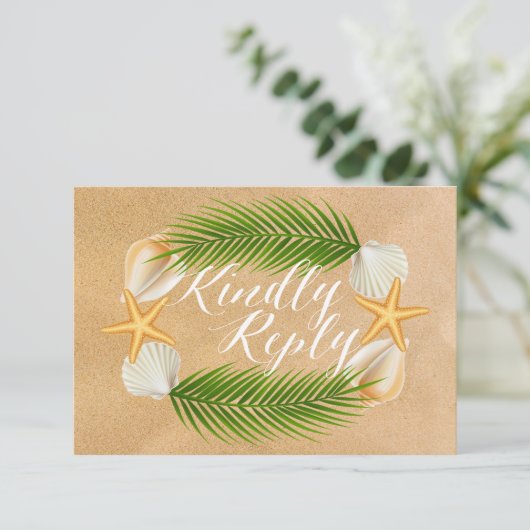 Tropische krans Sandy Beach bruiloft RSVP (Staand voorkant)