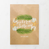 Tropische krans Sandy Beach Wedding Suite Drieluik Uitnodiging (Cover)