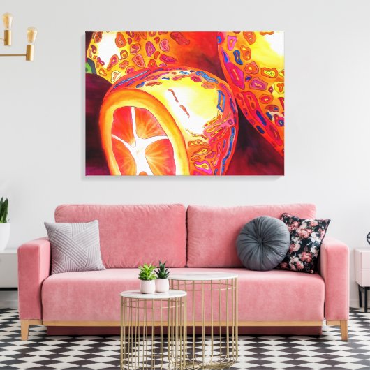 Tropische kumquat oranje fruitwaterverf canvas afdruk (Insitu (Woonkamer))