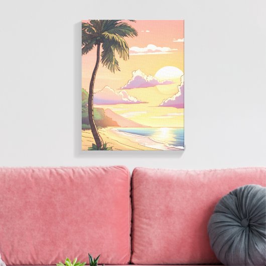 Tropische kunst aan de muur - Bring Paradise Home Canvas Afdruk (Insitu (Woonkamer))