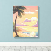 Tropische kunst aan de muur - Bring Paradise Home Canvas Afdruk (Insitu (Houten vloer))