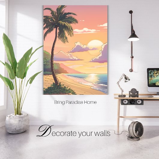 Tropische kunst aan de muur - Bring Paradise Home Canvas Afdruk