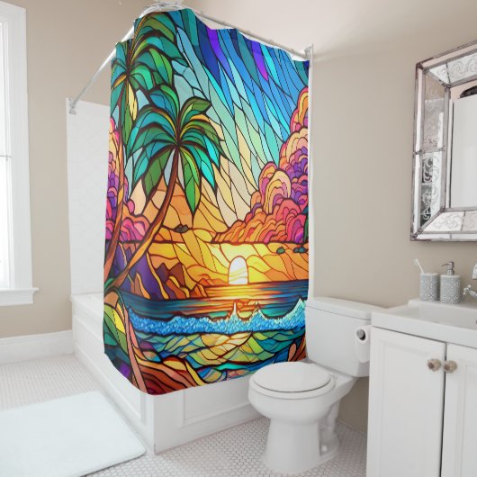 Tropische kunst douchegordijn (In situ)