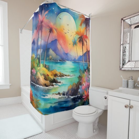 Tropische kunst douchegordijn (In situ)