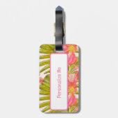 Tropische kunst, hibiscusbloemen bagagelabel (Achterkant verticaal)