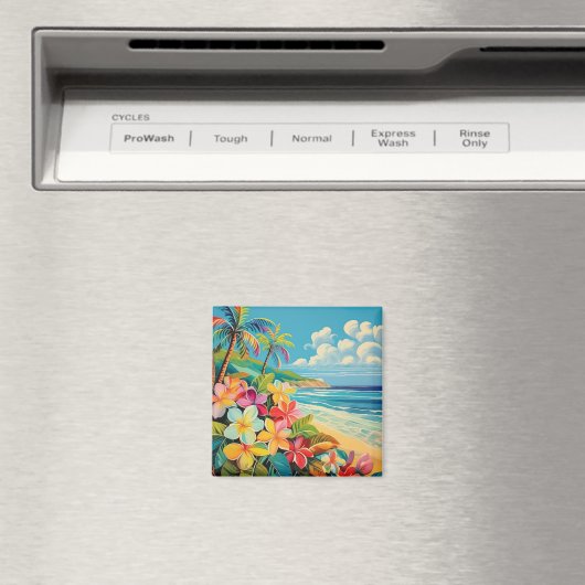 Tropische kunst  lithografie magneet (Insitu (Vaatwasser))