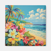 Tropische kunst  lithografie magneet (Voorkant)