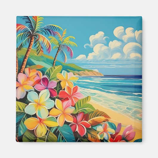 Tropische kunst  lithografie magneet (Voorkant)