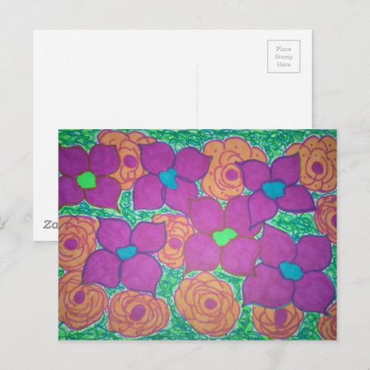 Tropische kunst met kleurrijk bloemenpatroon briefkaart (Voorkant / Achterkant)